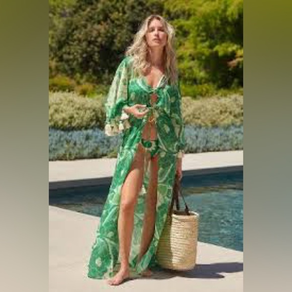 FARM Rio Green Ruffled Wrap Maxi oversized - Picture 12 of 12